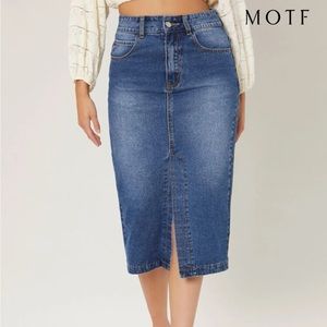 Straight leg denim skirt